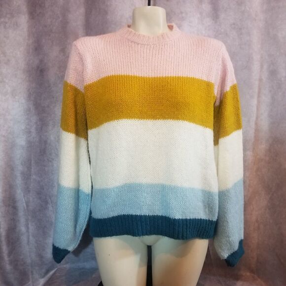 Topshop Colorblock Knit Pullover Sweater Size US8 - Picture 2 of 5